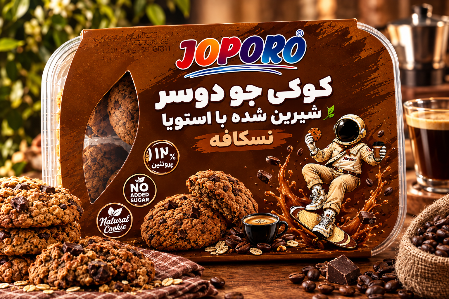 کوکی رژیمی نسکافه ای بدون شکر شیرین شده با گیاه استویا